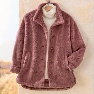 NWT Coldwater Creek Fireside Sherpa Coat in Vintage Mauve